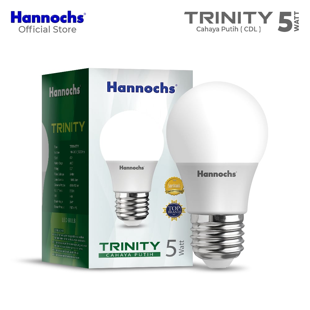 Hannochs Lampu Bohlam LED Trinity 5W Cahaya Putih