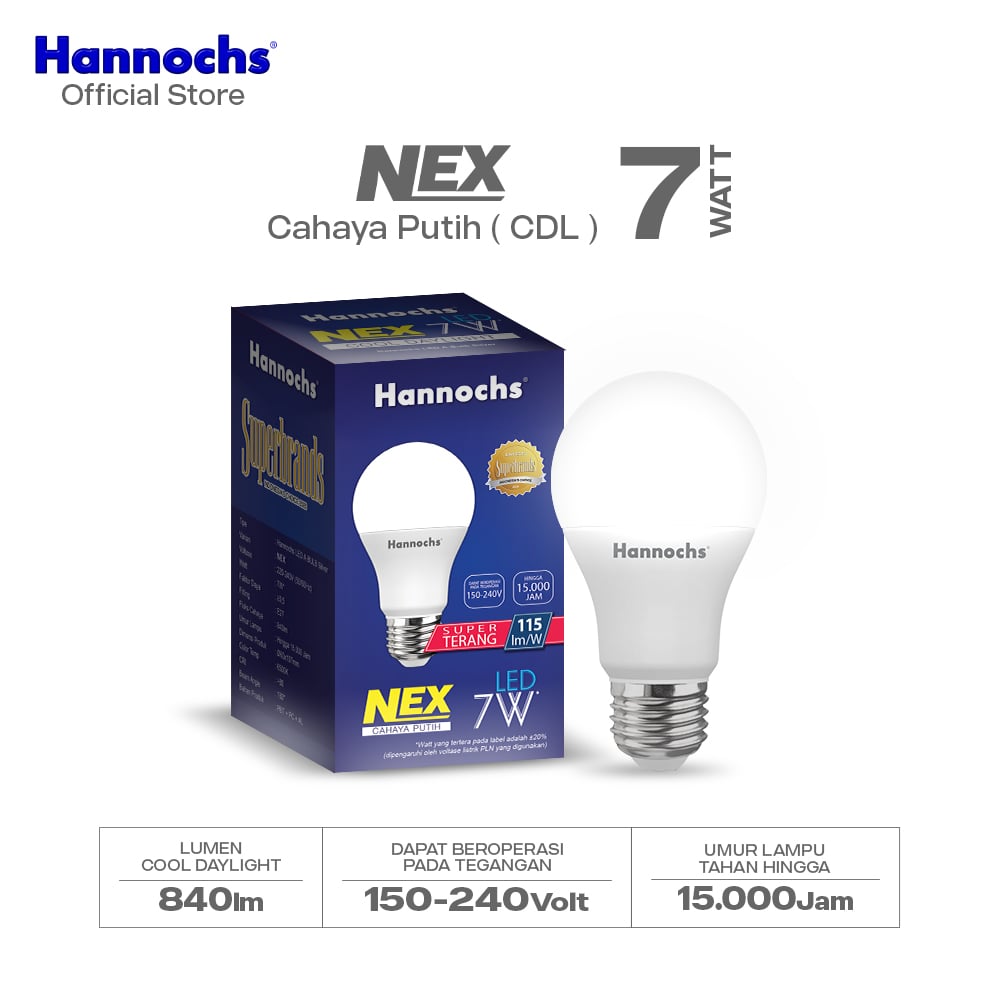 Hannochs Lampu Bohlam LED NEX 7W Cahaya Putih