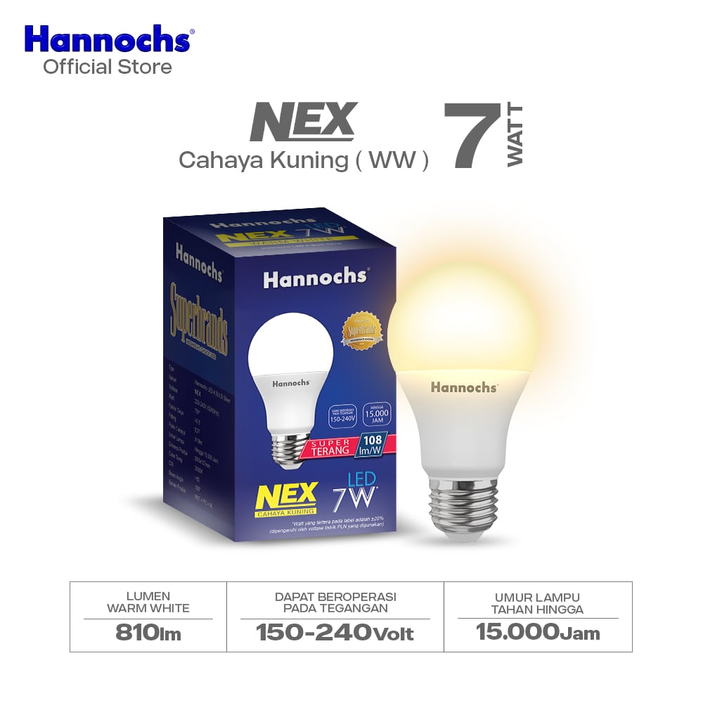 Hannochs Lampu Bohlam LED NEX 7W Cahaya Kuning