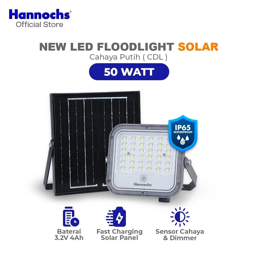 Lampu sorot Solar LED New Floodlight Solar 50W Cahaya Putih Solar Cell Panel Surya