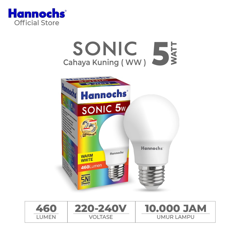 Hannochs Lampu Bohlam LED Sonic 5W Cahaya Kuning
