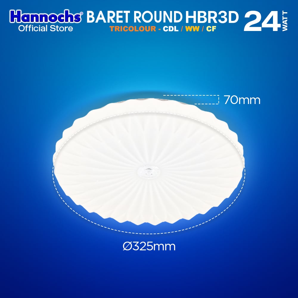 Hannochs Lampu Downlight LED Baret Round HBR3D Bunga 24W Tricolour