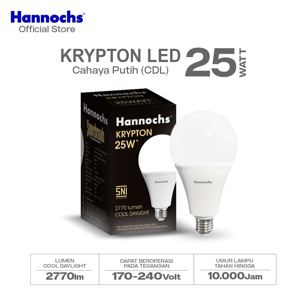 Hannochs Lampu Bohlam LED Krypton 25W Cahaya Putih