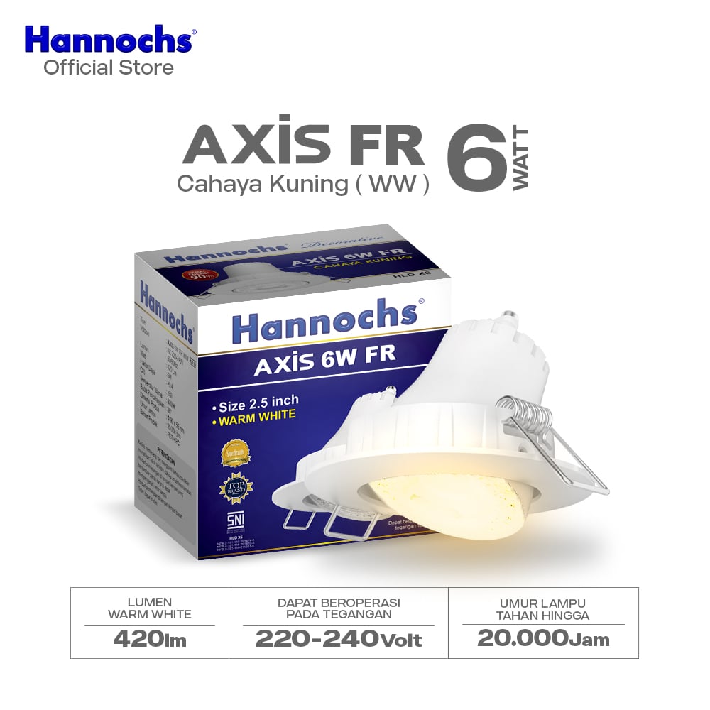 Hannochs Lampu Downlight LED Axis 6W FR Cahaya Kuning - Spotlight
