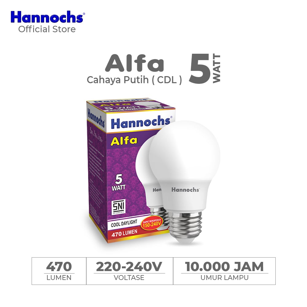 Hannochs Lampu Bohlam LED Alfa 5W Cahaya Putih