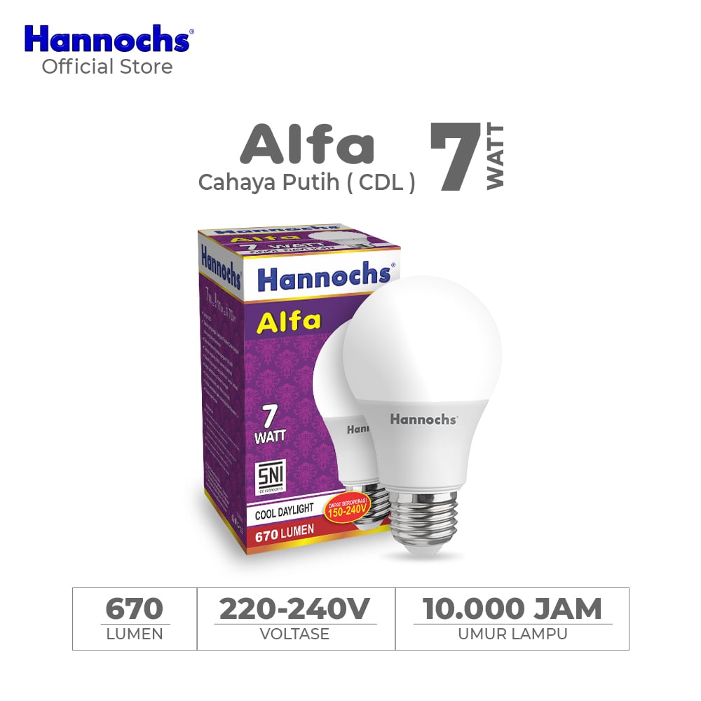 Hannochs Lampu Bohlam LED Alfa 7W Cahaya Putih
