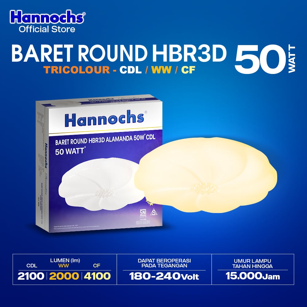 Hannochs Lampu Downlight LED Baret Round HBR3D Alamanda 50W Tricolour