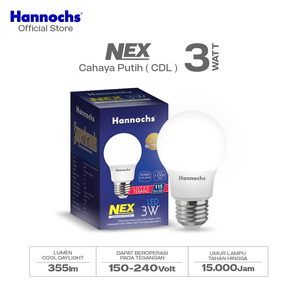 Hannochs Lampu Bohlam LED NEX 3W Cahaya Putih