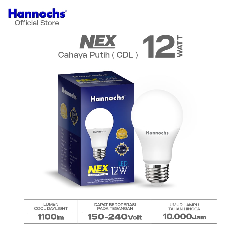 Hannochs Lampu Bohlam LED NEX 12W Cahaya Putih