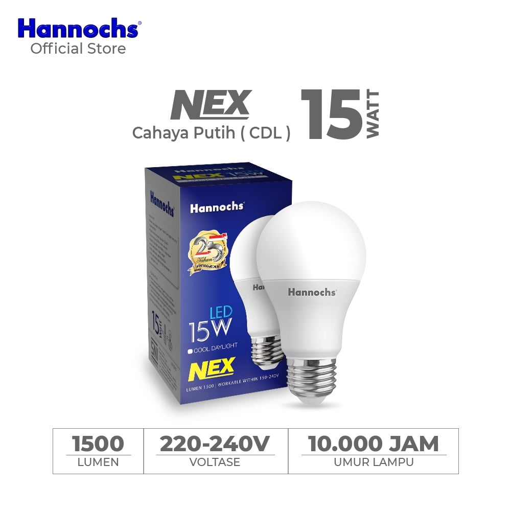 Hannochs Lampu Bohlam LED NEX 15W Cahaya Putih
