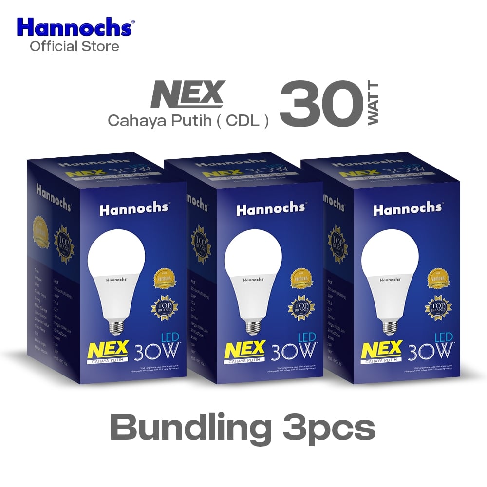 Hannochs Lampu Bohlam LED NEX 30W Cahaya Putih Paket isi 3pcs