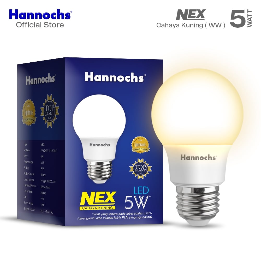 Hannochs Lampu Bohlam LED NEX 5W Cahaya Kuning