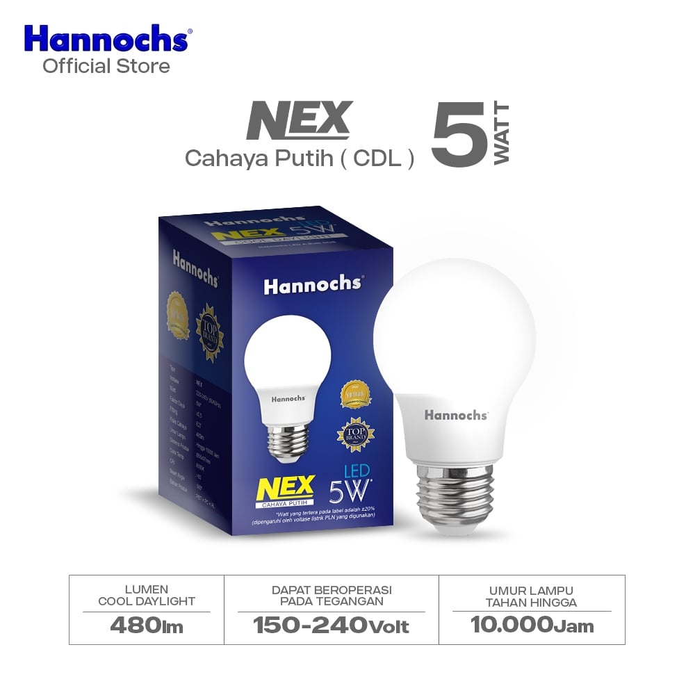 Hannochs Lampu Bohlam LED NEX 5W Cahaya Putih