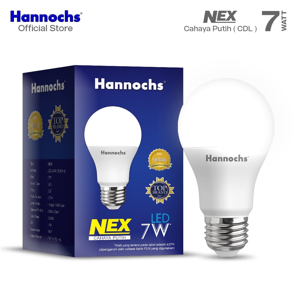 Hannochs Lampu Bohlam LED NEX 7W Cahaya Putih