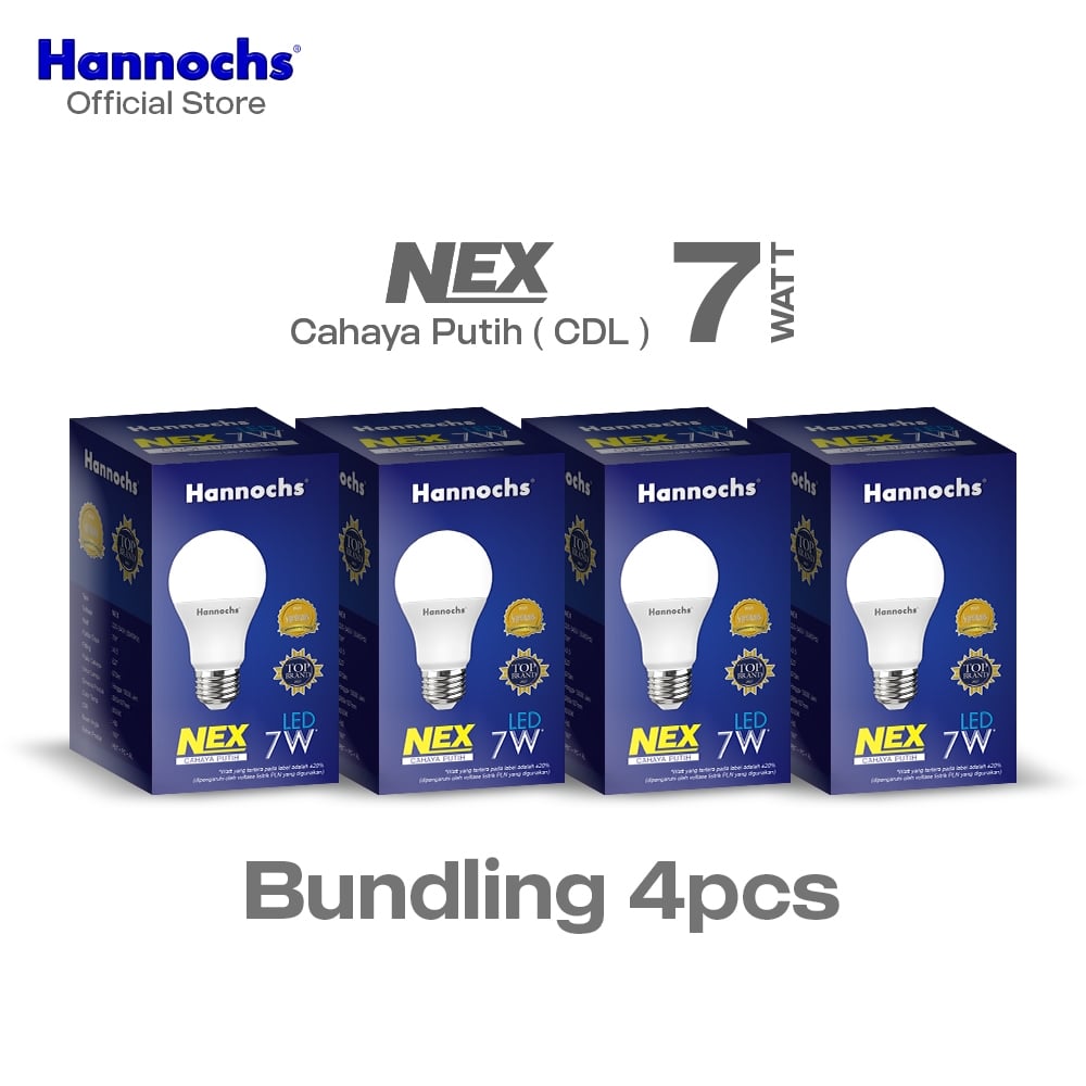 Hannochs Lampu Bohlam LED NEX 7W Cahaya Putih Paket isi 4pcs