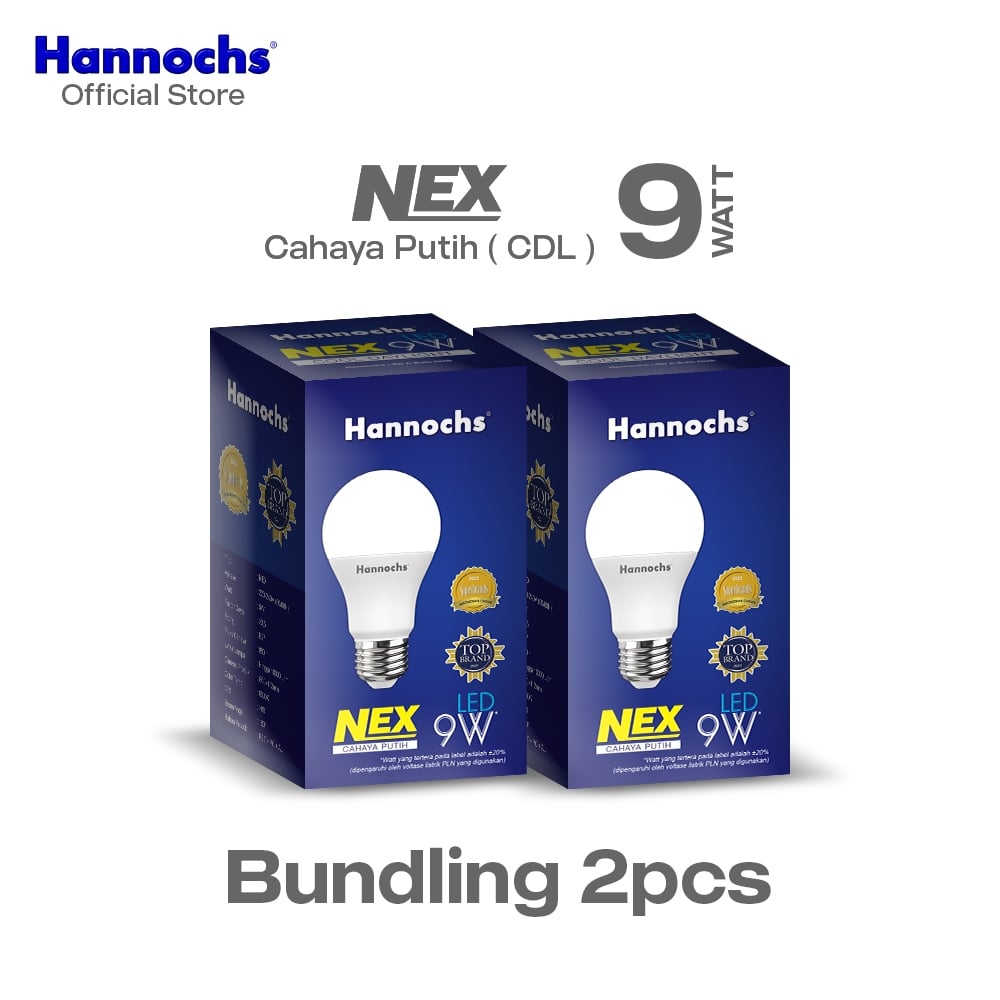 Hannochs Lampu Bohlam LED NEX 9W Cahaya Putih Paket isi 2pcs
