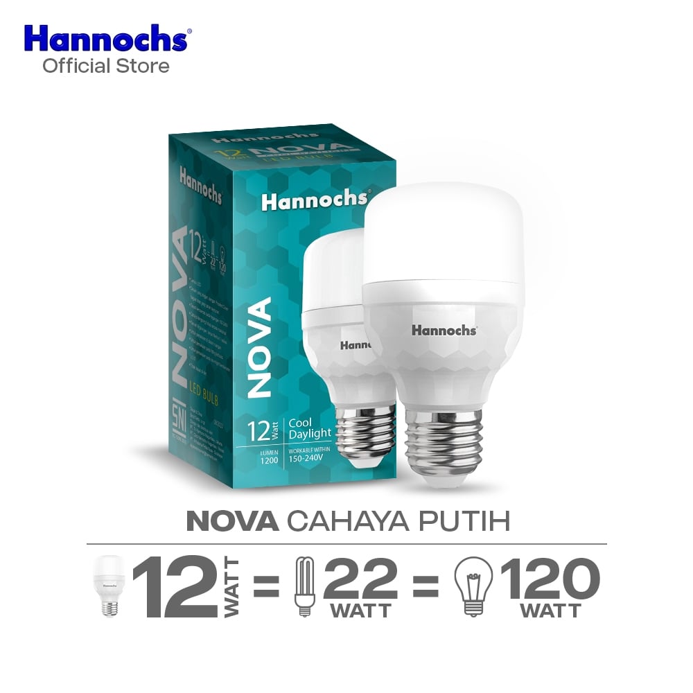 Hannochs Lampu Bohlam LED NOVA 12W Cahaya Putih