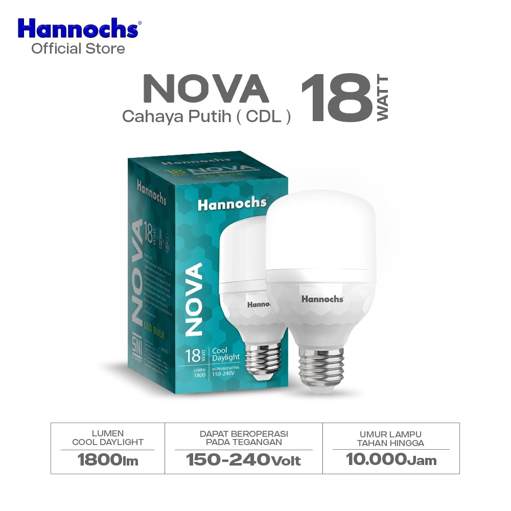 Hannochs Lampu Bohlam LED Nova 18W Cahaya Putih