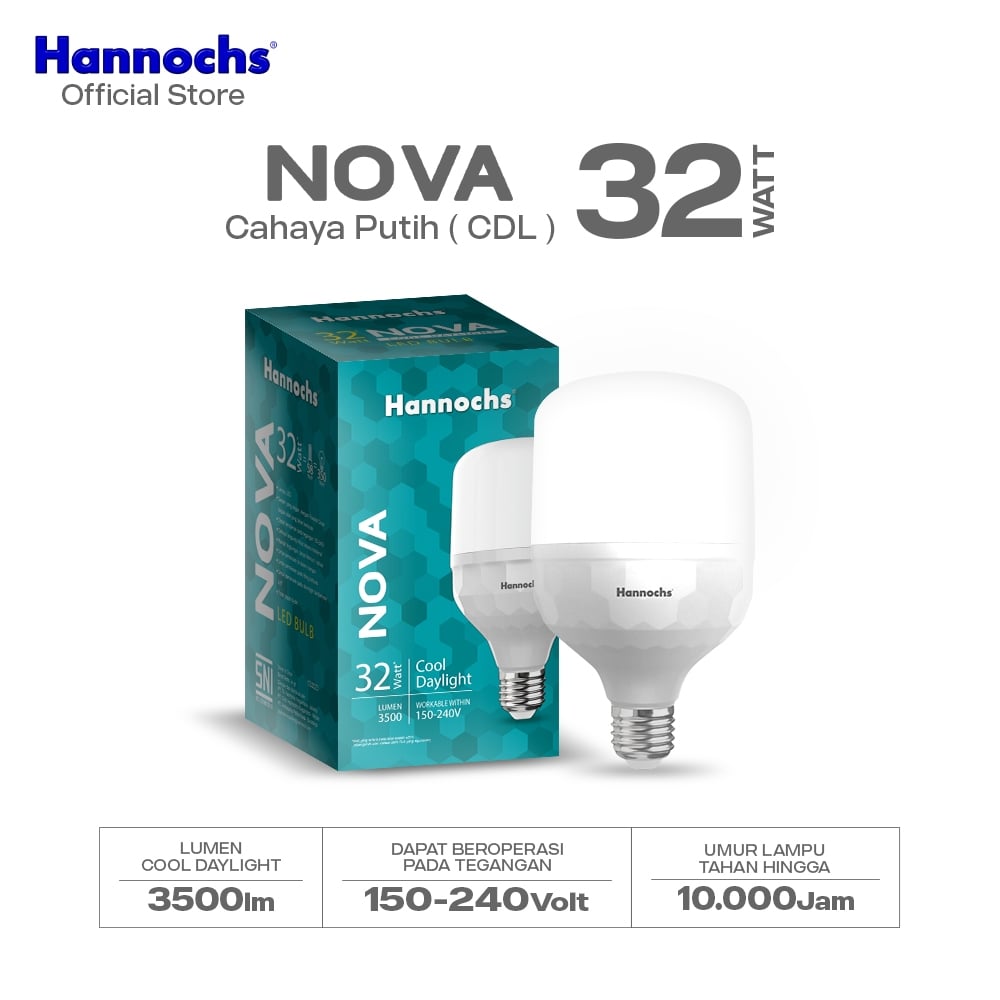 Hannochs Lampu Bohlam LED Nova 32W Cahaya Putih