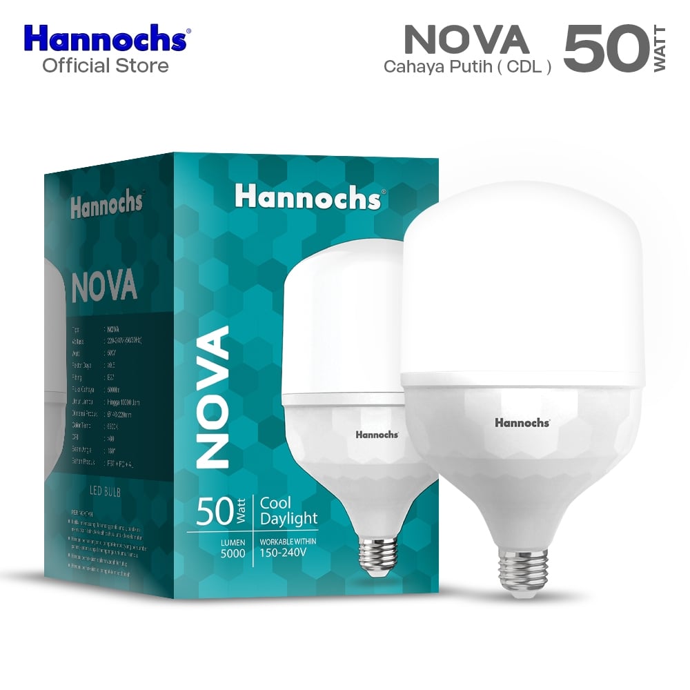 Hannochs Lampu Bohlam LED Nova 50W Cahaya Putih