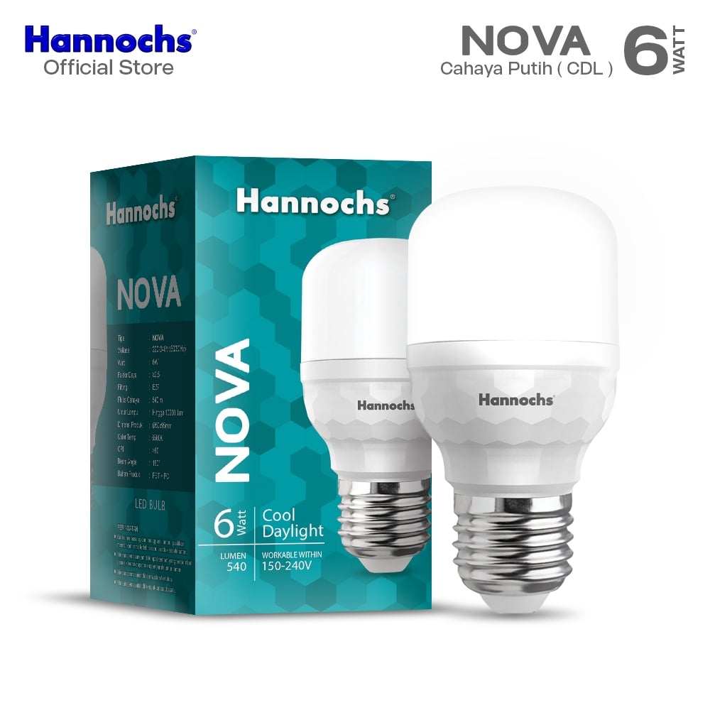 Hannochs Lampu Bohlam LED NOVA 6W Cahaya Putih