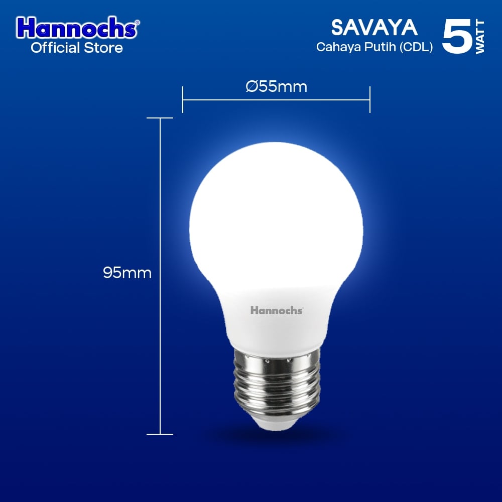 Hannochs Lampu Bohlam LED SAVAYA Multipack 5W Cahaya Putih (Beli 3 Gratis 1)