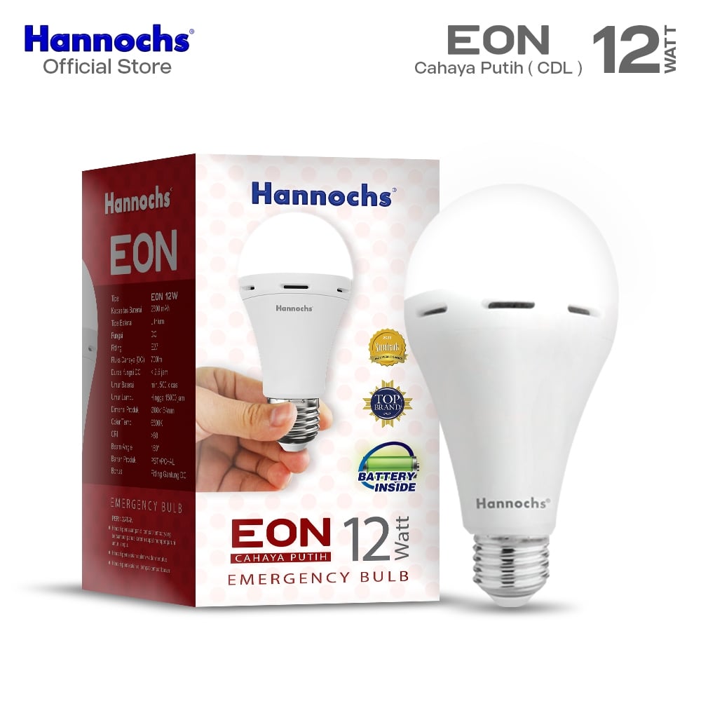 Hannochs Lampu Emergency Bohlam LED EON 12W Cahaya Putih